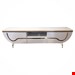  میز تلویزیون لبخند ابعاد 140×34×45جنس بدنه ملامینه و نما mdf وکیوم سه کشو  پایه گلدونی دارای لولای آرام بند مناسب تلویزیون های تا 55 اینچ دارای رنگبندی 