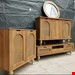  میز کنسول و آینه مدل حصیری جنس نما mdf وکیوم و بدنه ملامینه ابعاد 120×80×35سه درب و سه طبقه پایه های گلدونی دارای رنگبندی 