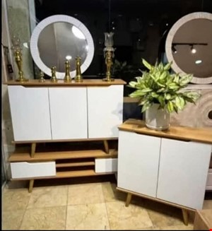 ست میز تلویزیون میز کنسول وآینه و جاکفشی مدل کلاسیک (4عددی)