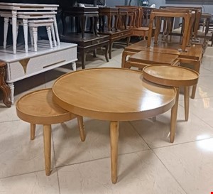 میز جلومبلی و عسلی گرد مدل لبه دار(3تکه)