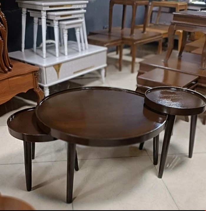 میز جلومبلی و عسلی گرد مدل لبه دار(3تکه)