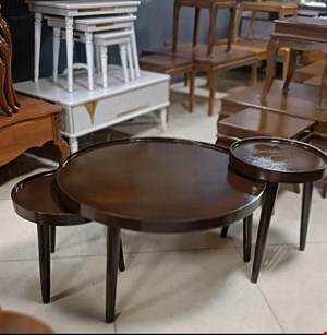 میز جلومبلی و عسلی گرد مدل لبه دار(3تکه)