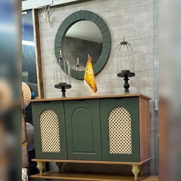 میز کنسول و آینه مدل حصیری سایز 120