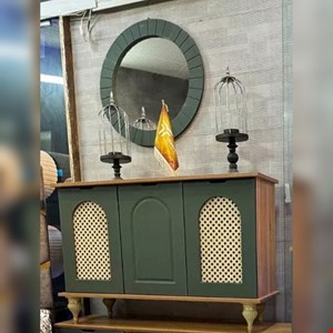 میز کنسول و آینه مدل حصیری سایز 120