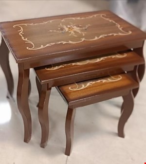 میز عسلی مدل ثم آهویی کد 123_مجموعه 3 عددی 
